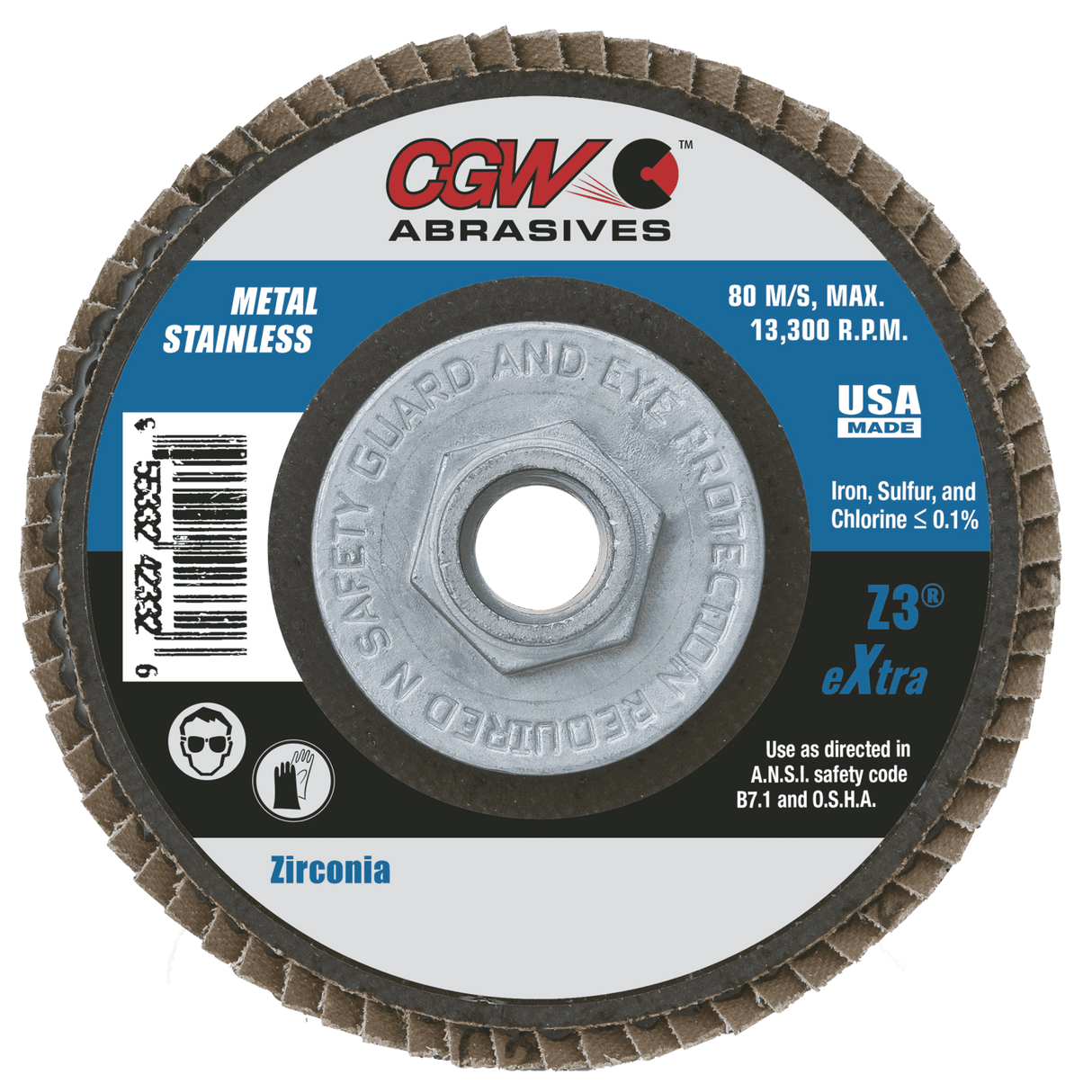 CGW Consumables CGW 4-1/2in. x 7/8 HD Z3 Flap Disc 40 Grit (42322)