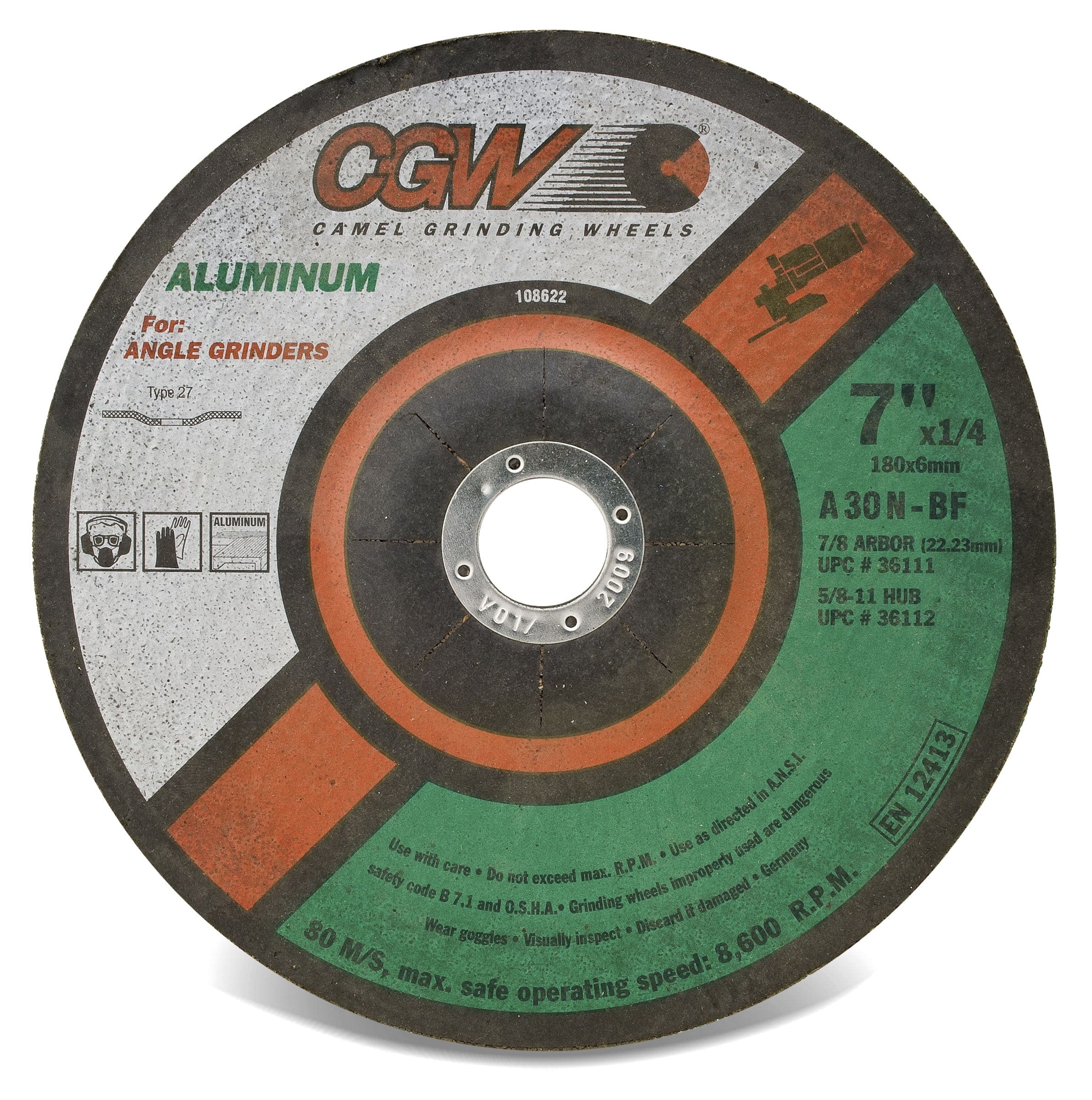 CGW 14x2x5 T-7 Premium Blue Aluminum Oxide Grinding Wheel – AZ-46J8-V32A – Made In Israel - View #3