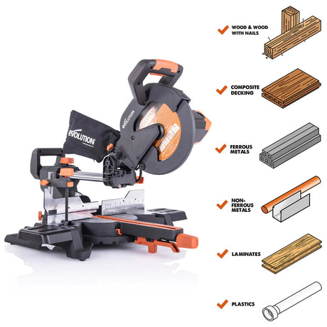 Evolution Power Tools 10" Evolution R255MS+ Single Bevel Sliding Mitre Saw