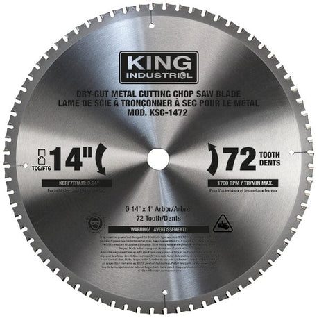 King Canada 14” x 72T TCG/FTG Carbide Chop Saw Blade