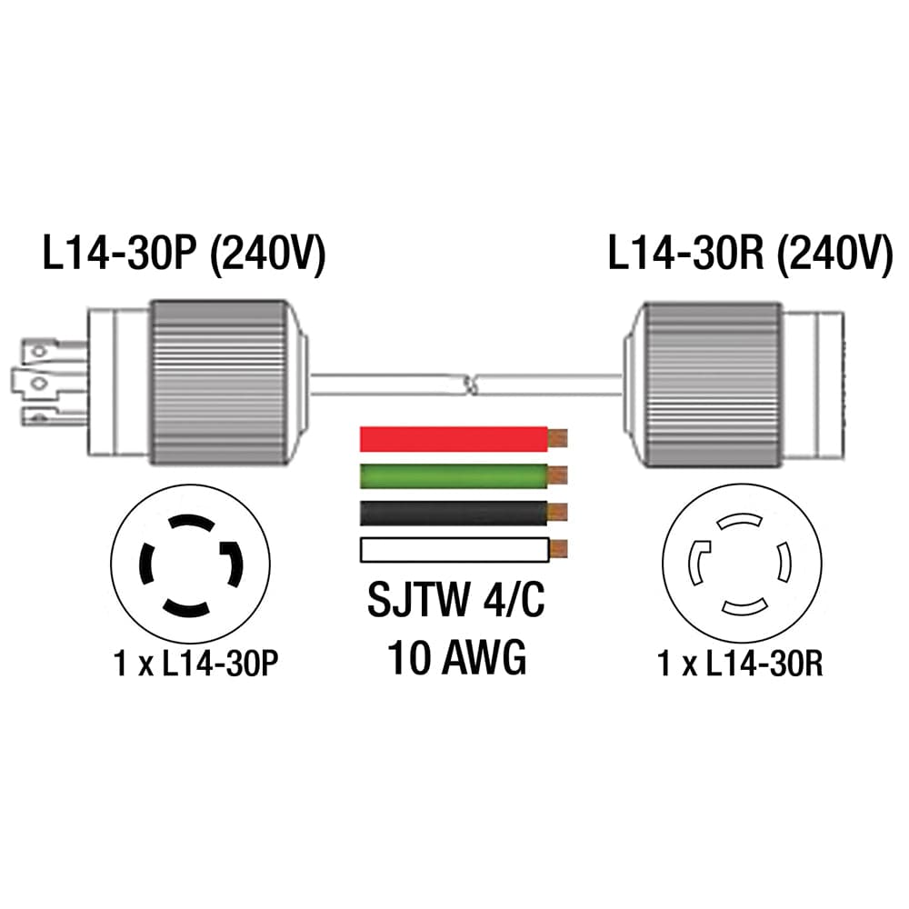 King Canada 25' Generator Extension Cord - L14-30P 240V 30A