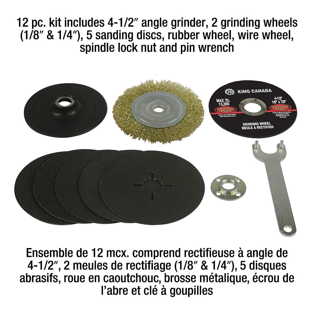 King Canada 4-1/2in ANGLE GRINDER & DISC KIT - King Canada (8208AG)