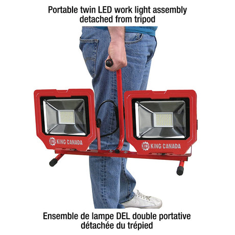 King Canada Work Light 8000 Lumen Twin LED Work Light Tripod - King Canada - KC-4002LED-ST
