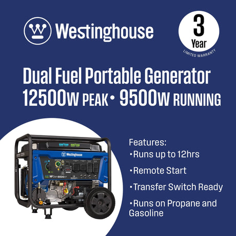Westinghouse Generators Westinghouse 9500DF - 9500 Watt Dual Fuel Generator