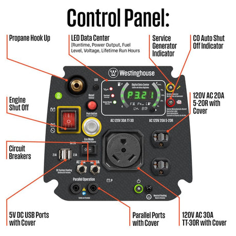 Westinghouse iGen4000DFc Inverter Generator - Dual Fuel with CO Sensor
