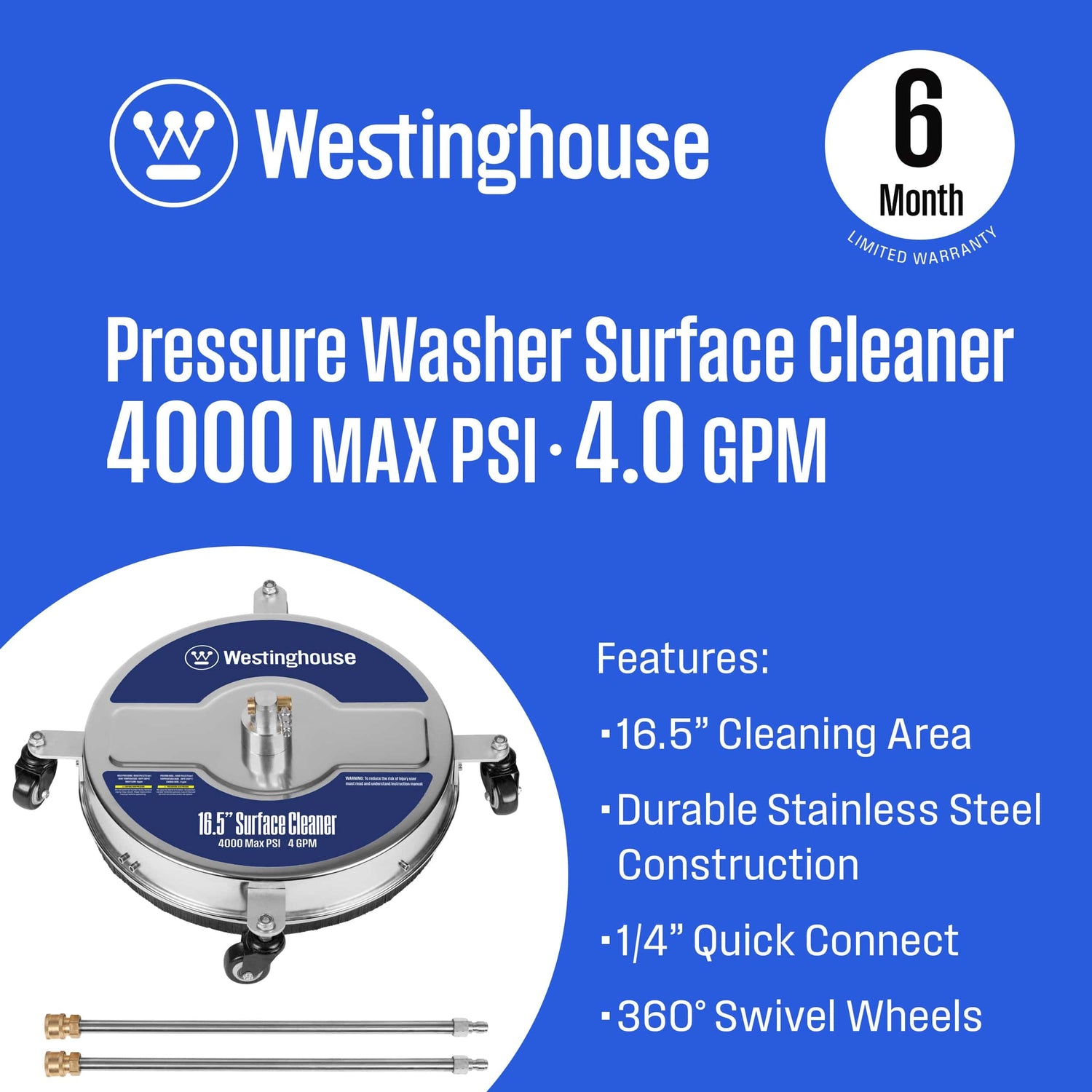 Westinghouse Westinghouse 16.5in Stainless Steel Surface Cleaner (PWSCSS)