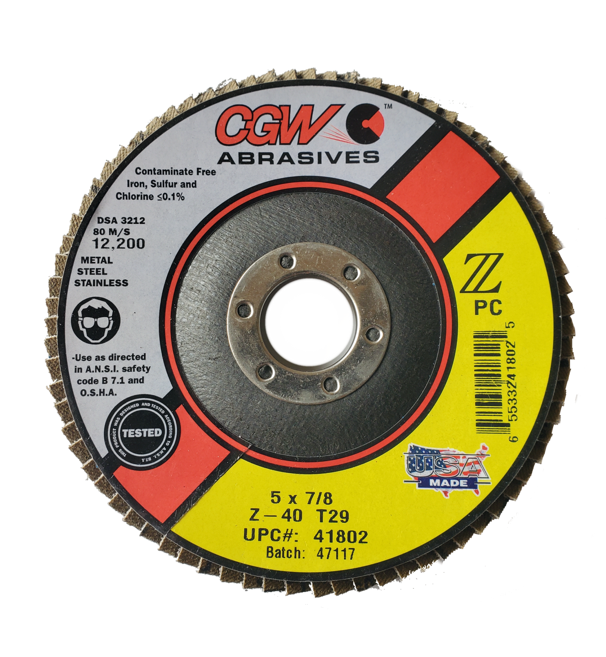 CGW Consumables CGW 41804 5" 60 Grit Flap Disc