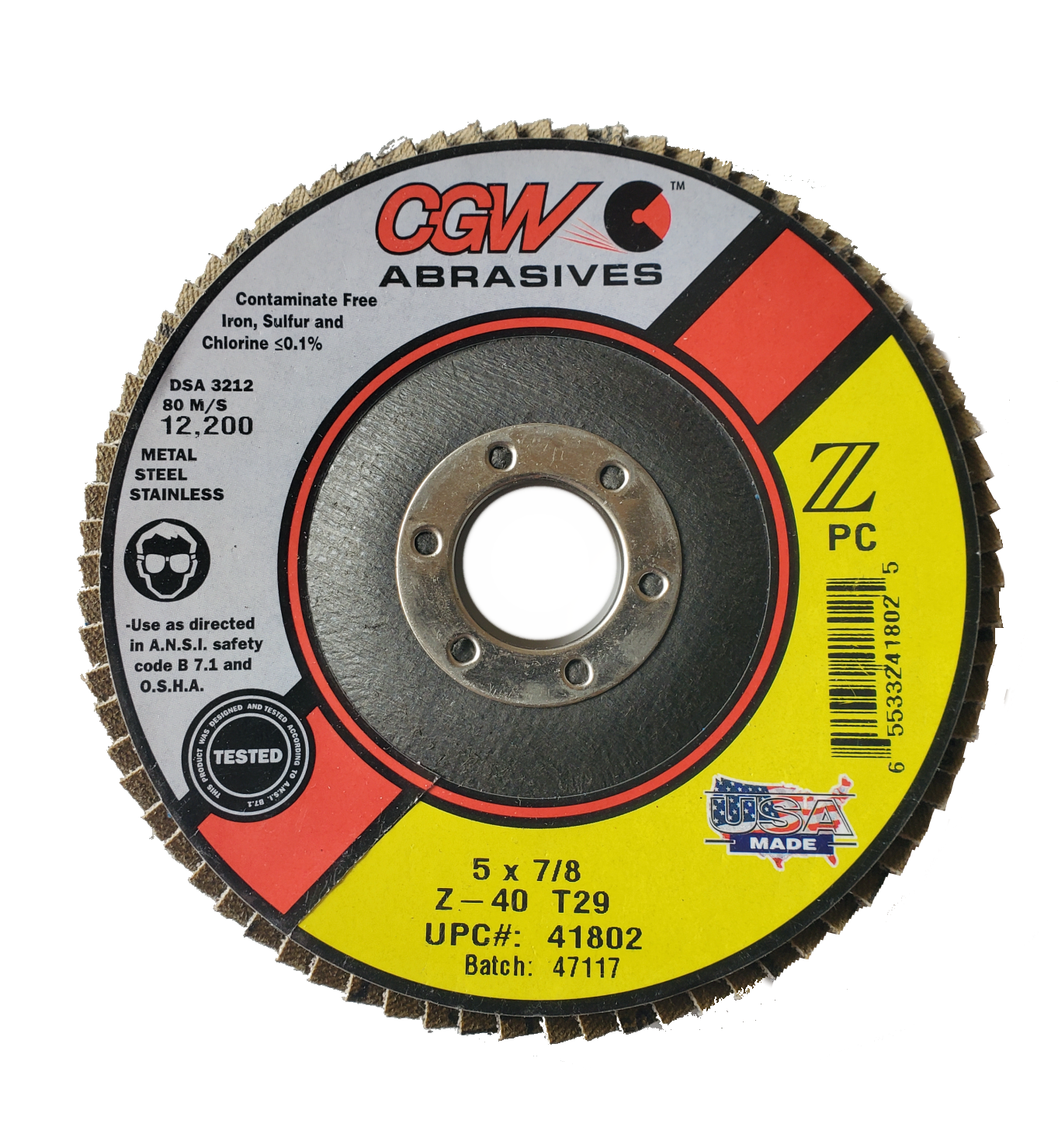 CGW Consumables CGW 41804 5" 60 Grit Flap Disc