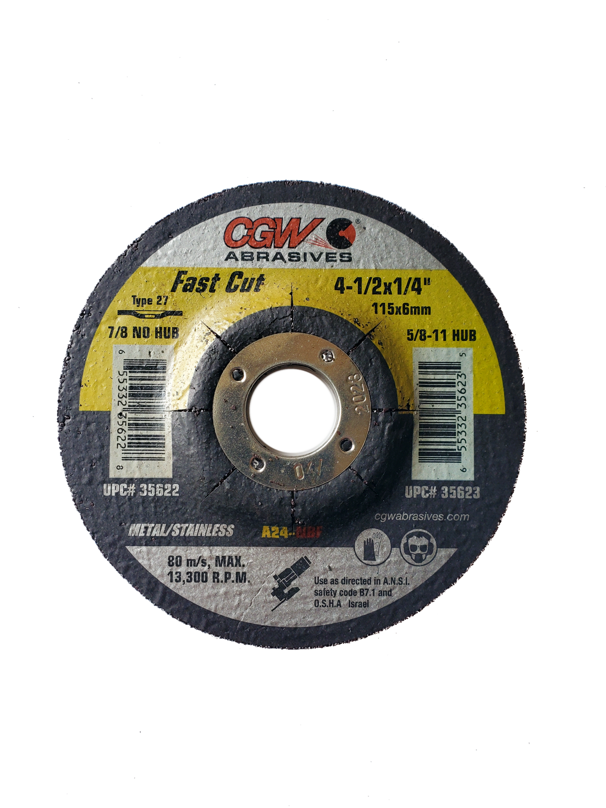 Crossfire Welders CGW 36259 6"x1/4"/7/8"  Metal & Steel Cutting Disc