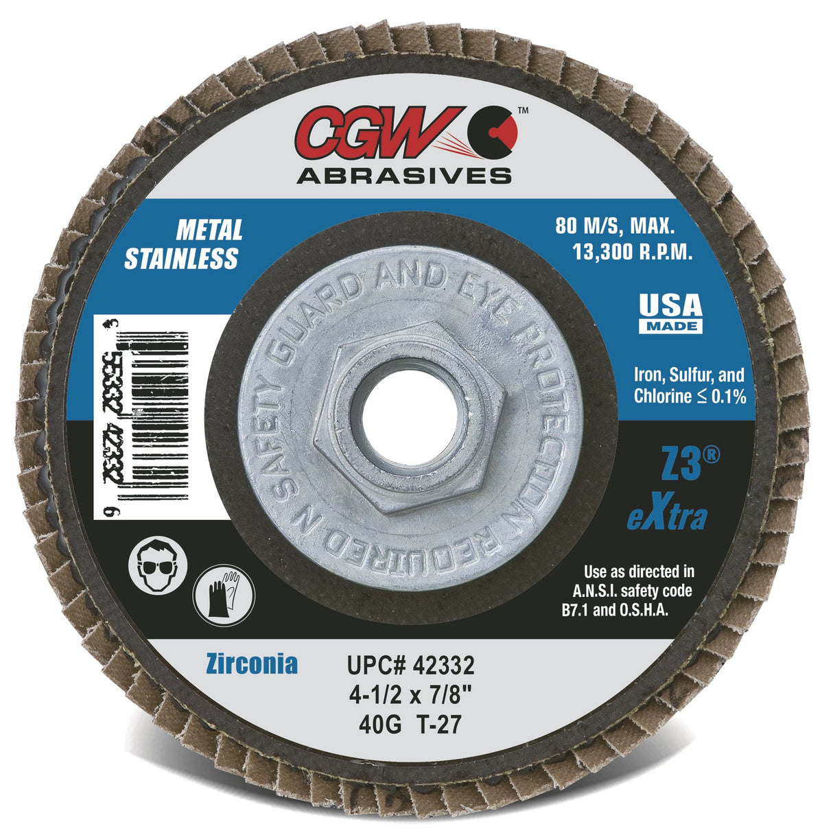 CGW CGW eXtra Zirconia Flap Discs Type 27 - 10PK