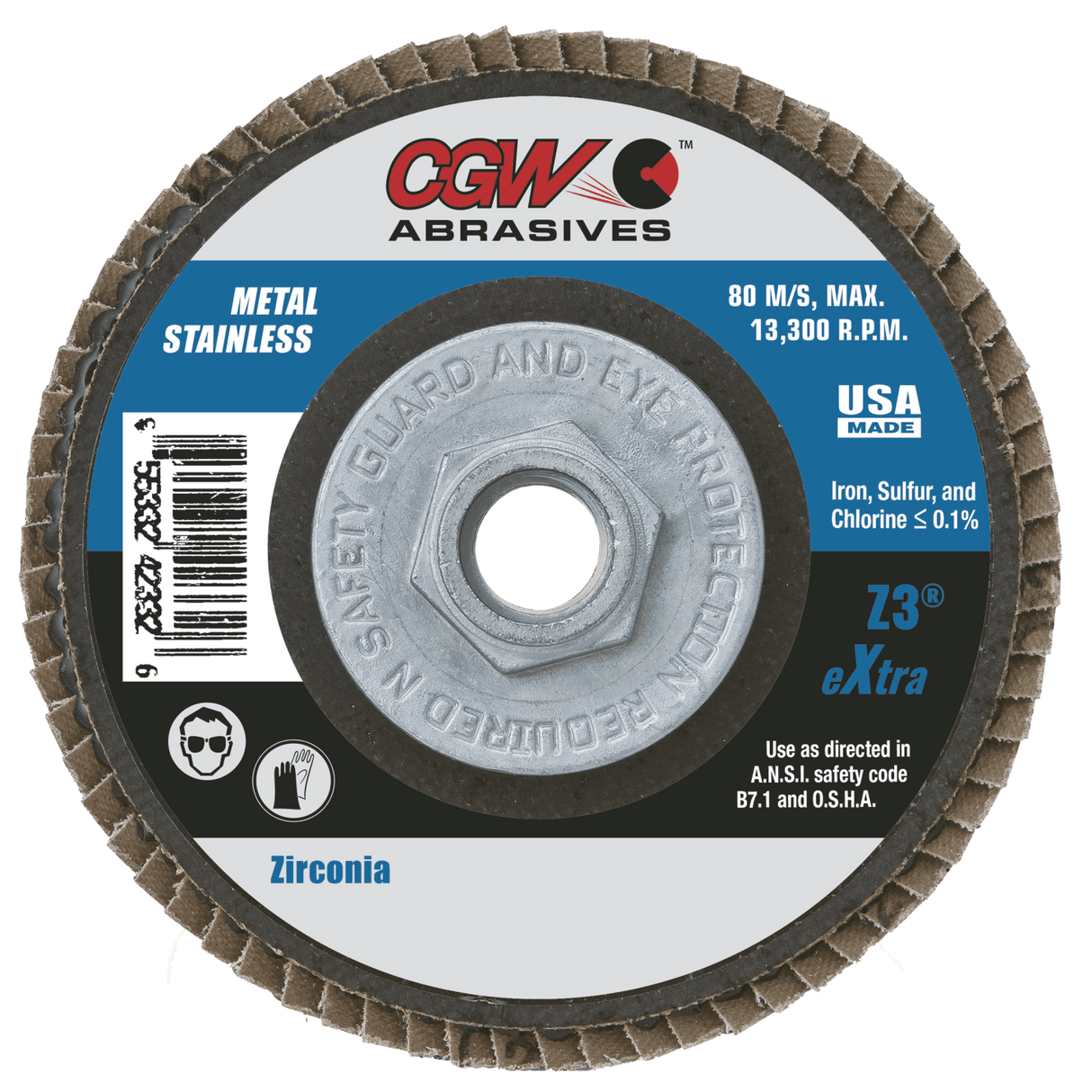 CGW Consumables CGW 4-1/2in. x 7/8 HD Z3 Flap Disc 60 Grit (42324)