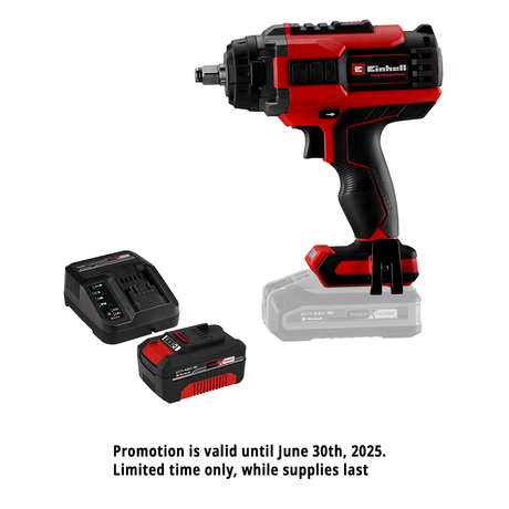 Einhell 18V 1/2in. Cordless Impact Wrench - BRUSHLESS w/ Free 4.0Ah Battery Starter Kit