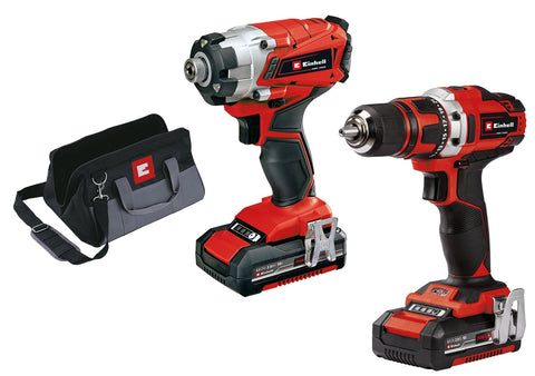 Einhell Power Tools 18V Cordless 1/2” Drill/Driver & 1/4” Impact Kit with (2) 2.0 Ah batteries, charger and bag