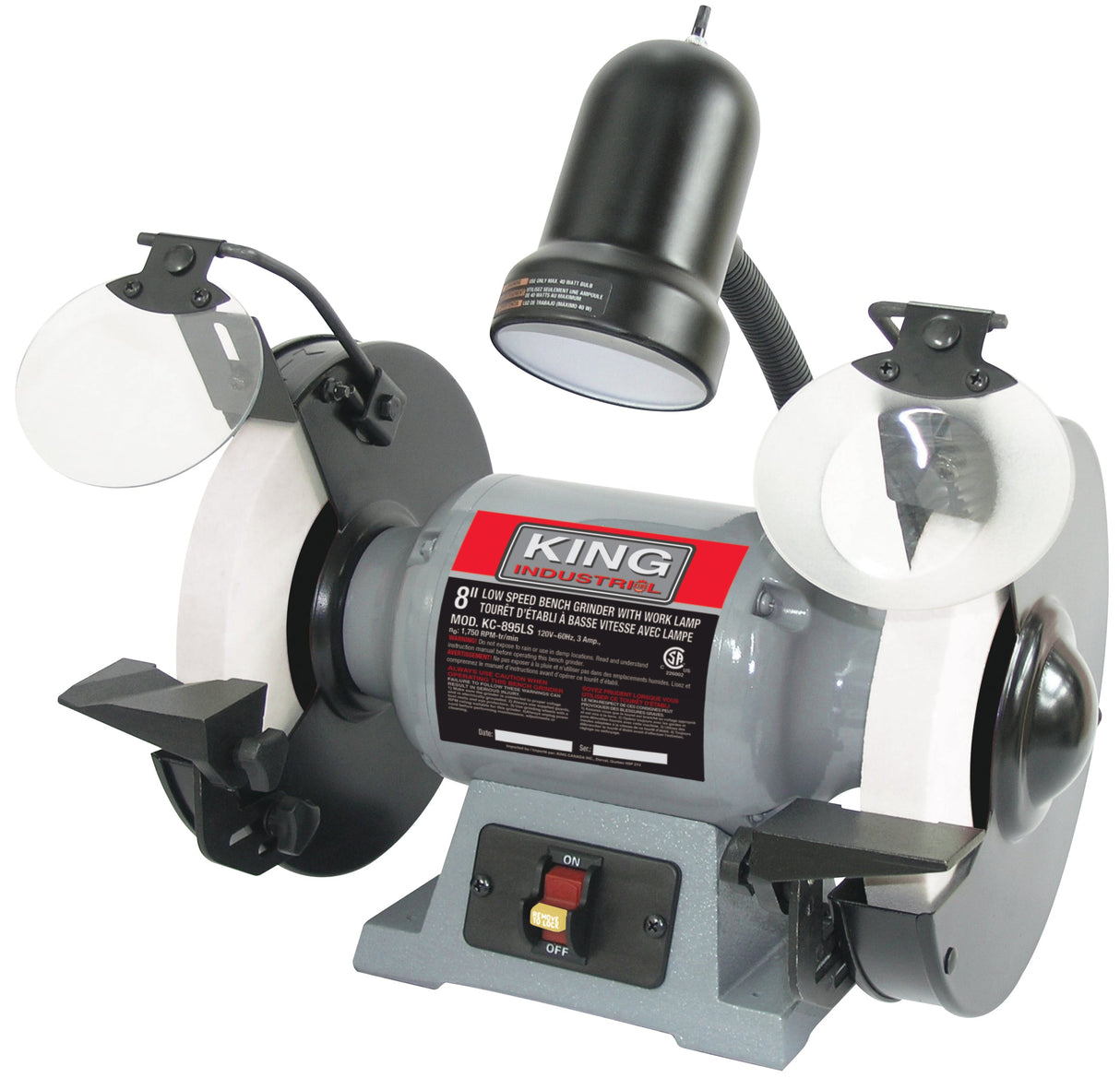 King Canada Grinder 8" LOW SPEED BENCH GRINDER WITH LIGHT