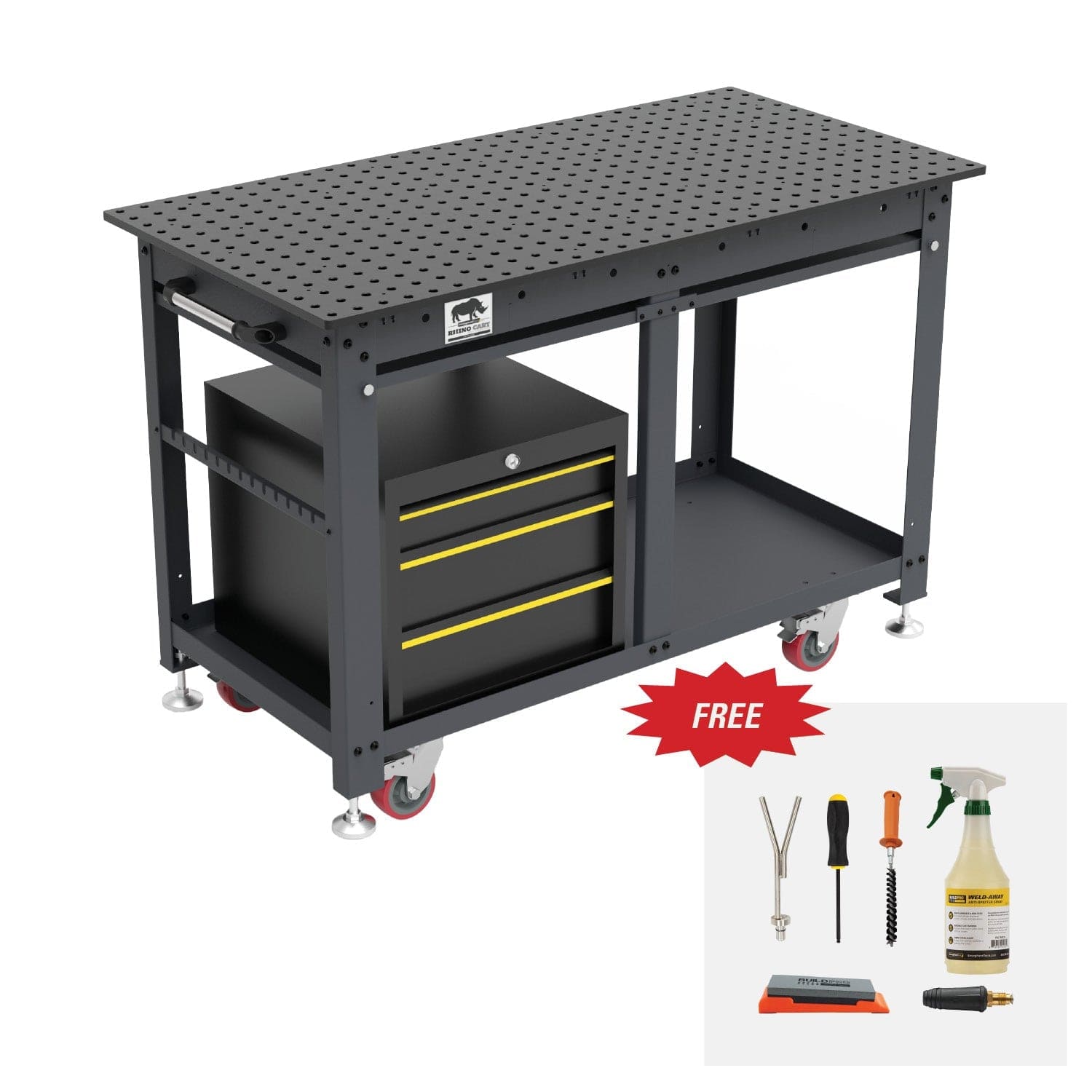 Rhino Cart w/ Storage Tool Box - 60in x 30in - Maintenance Kit Incl. –  Crossfire Welders
