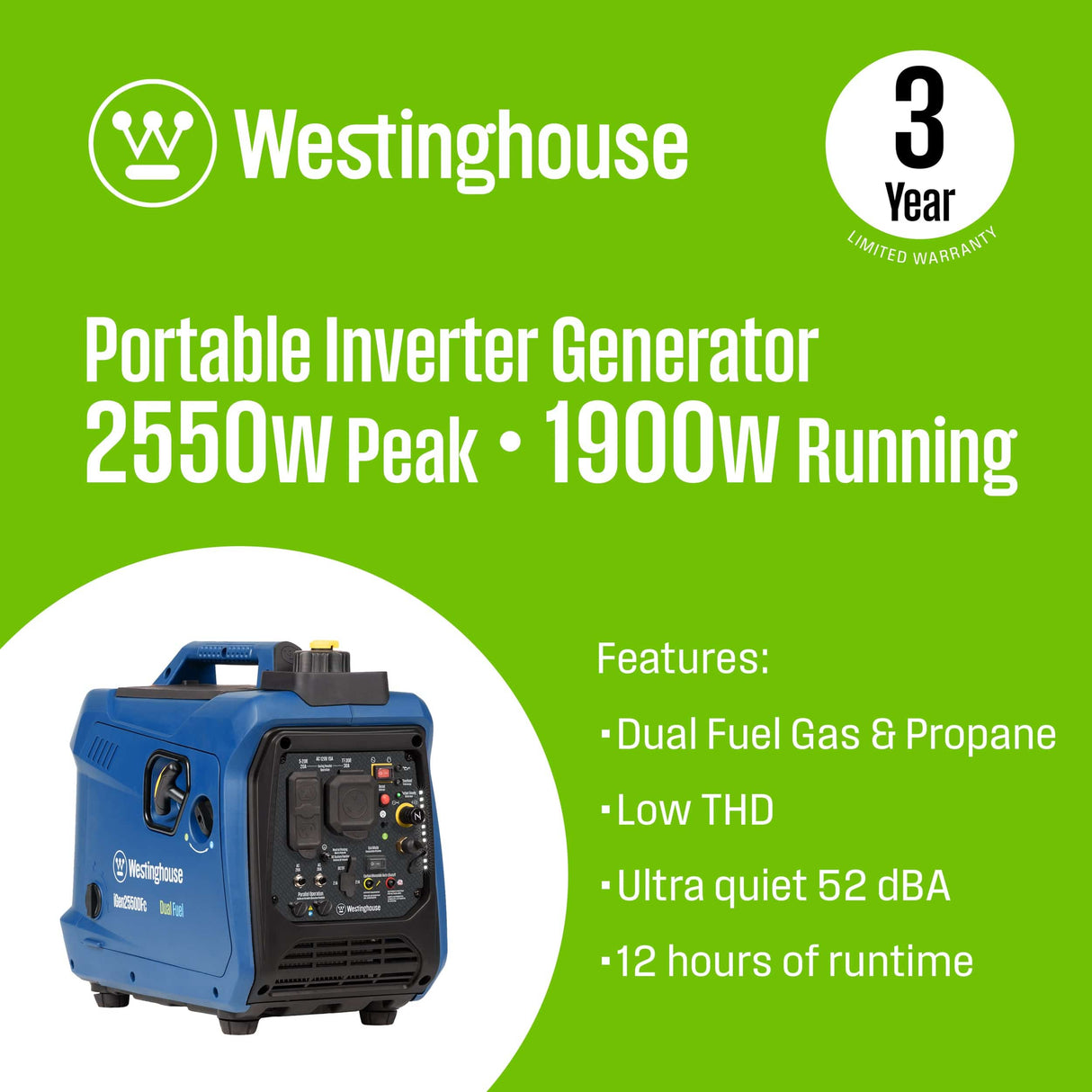 Westinghouse Generators Westinghouse 2550 Watt Dual Fuel Inverter Generator (iGen2550DFc)