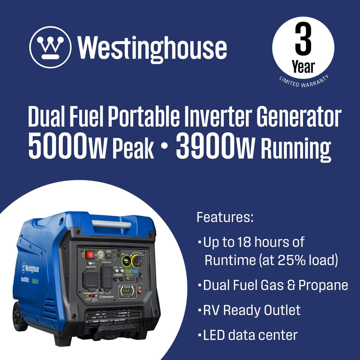Westinghouse Generators Westinghouse 5000DFc Dual Fuel Inverter Generator