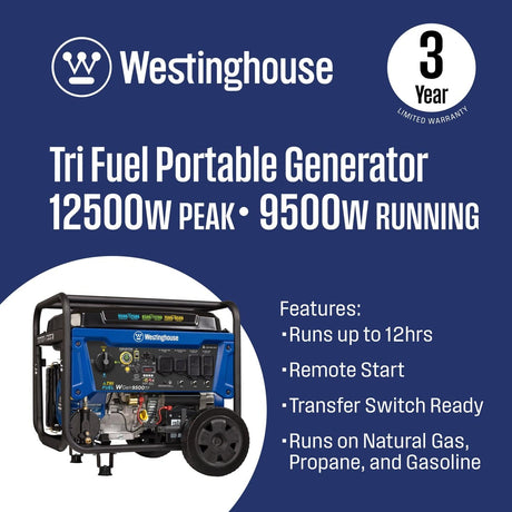 Westinghouse Generators Westinghouse 9500TF - 9500 Watt TriFuel Generator