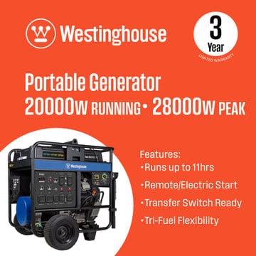 Westinghouse Generators Westinghouse WGen20000TFc - Tri-Fuel with CO Sensor (Arriving Soon)