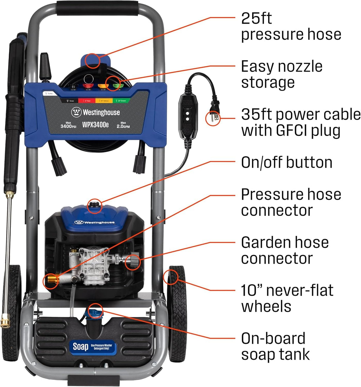 Westinghouse Pressure Washers Westinghouse WPX3400e Electric Pressure Washer