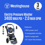 Westinghouse Pressure Washers Westinghouse WPX3400e Electric Pressure Washer