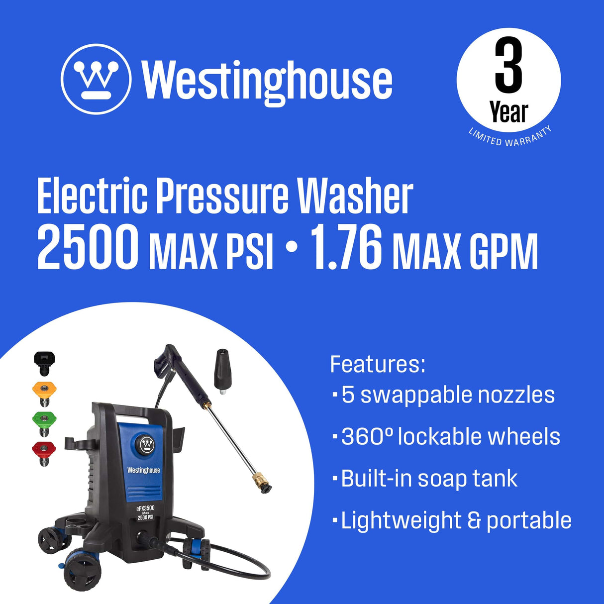 Westinghouse Westinghouse 2500 PSI Electric Pressure Washer (ePX3500)