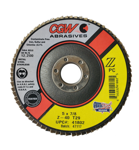 CGW Consumables CGW 41804 5" 60 Grit Flap Disc